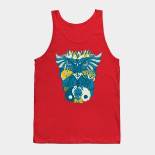 Retro Wave Owl And Ageless Skull Tank Top